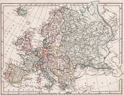 original antique map of Europe 1841